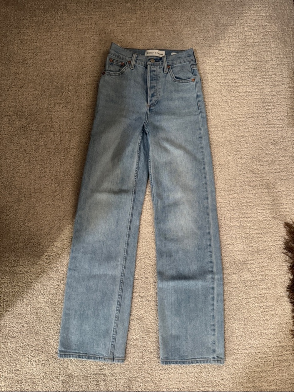 Aritzia Denim Forum Light Blue High-Rise Straight Jeans - Women